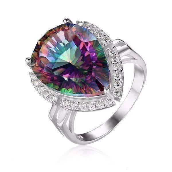 women’s adjustable necklaces -Eden Genuine Rainbow Fire Mystic Topaz 13CT IOBI 925 Sterling Silver Ring