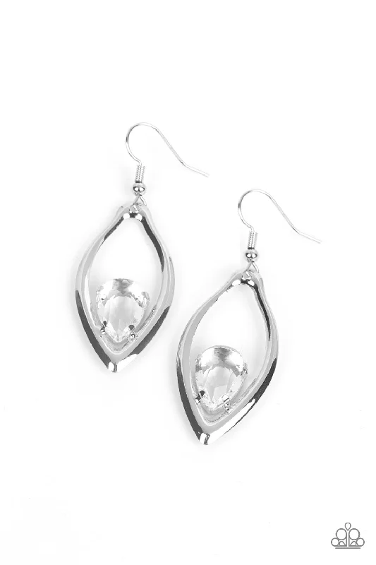 women’s chandelier earrings -Beautifully Bejeweled - White