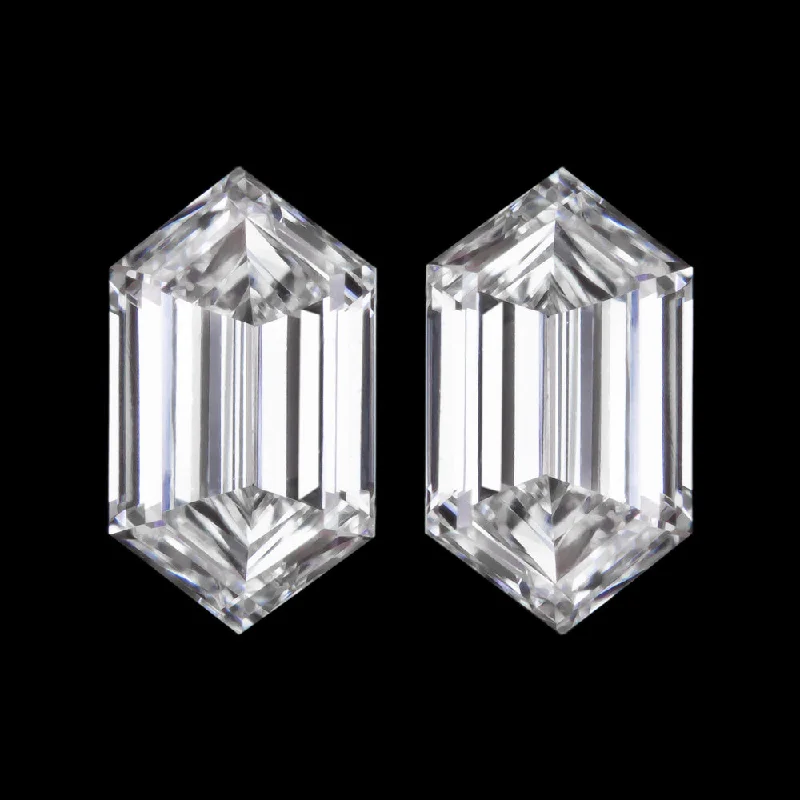 women’s antique rings -2.30ct HEXAGON SHAPE LAB CREATED DIAMOND STUD EARRINGS ELONGATED E-F VVS-VS PAIR