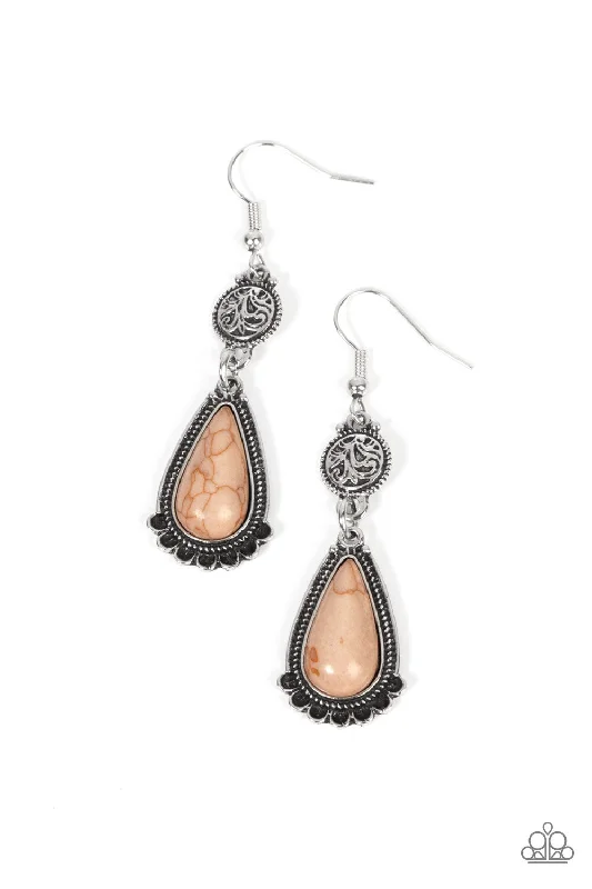 women’s oversized earrings -Montana Mountains - Brown