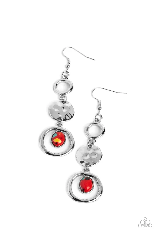 women’s diamond hoop earrings -Marble Montage - Red