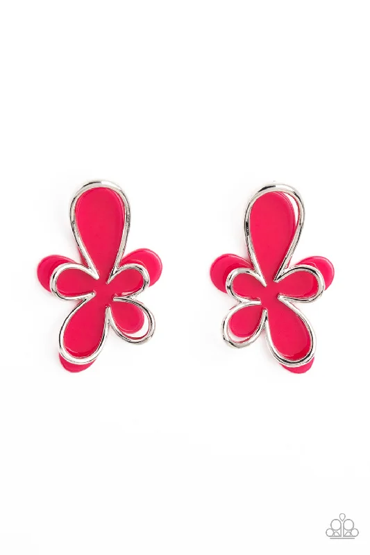 women’s flower earrings -Glimmering Gardens - Pink