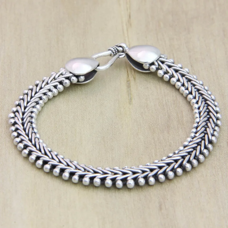 luxury bracelets for women -Sterling Silver Herringbone Chain Bracelet