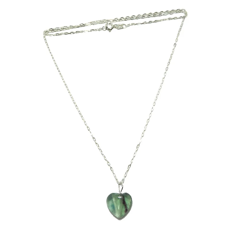 women’s rose gold pendants -Fluorite Necklace My Rainbow Heart Gem Sterling Silver