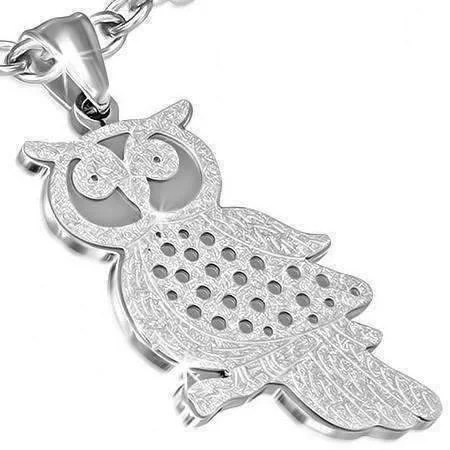 women’s pendant necklaces -Sandblast Owl Pendant Necklace