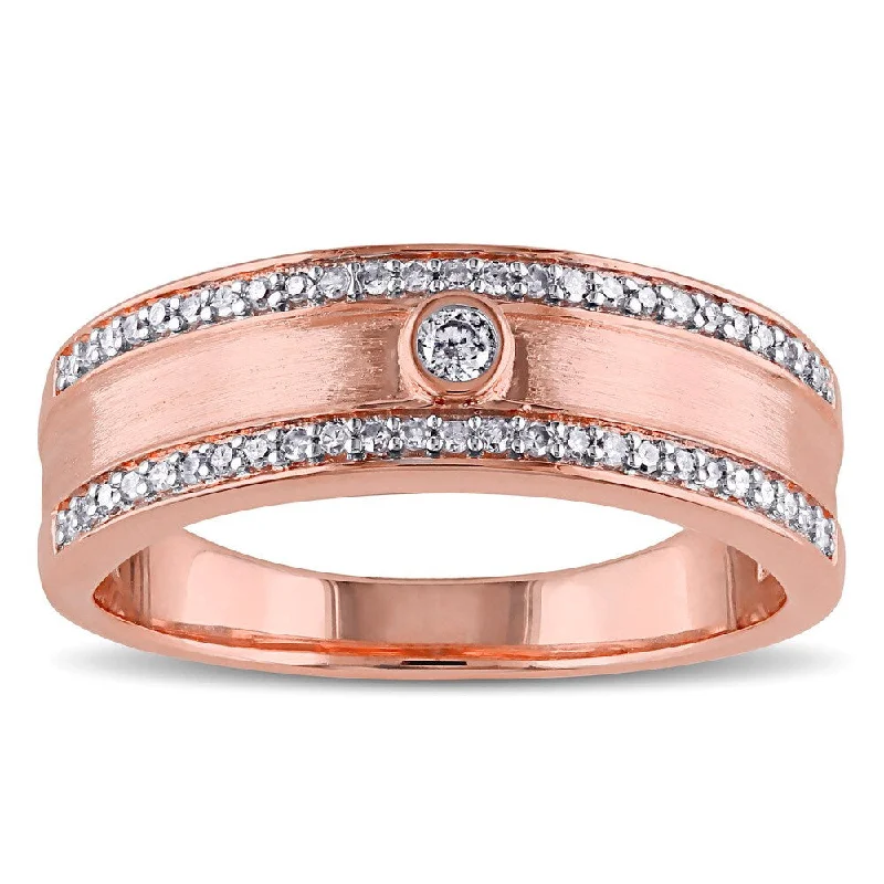 women’s large diamond engagement rings -Miadora 10k Rose Gold 1/5ct TDW Bezel Diamond Band - White