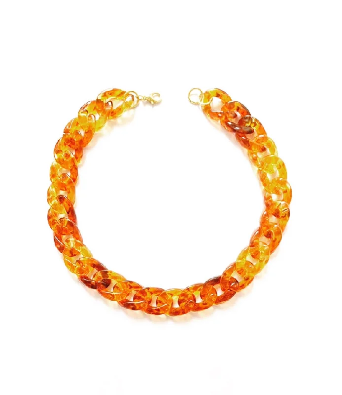 women’s crystal bead necklaces -Tortoise-print Curb Chain Choker Necklace