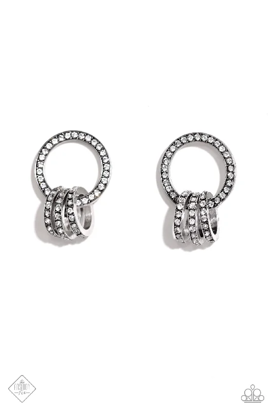 women’s diamond hoop earrings -Adorned Allegiance - White