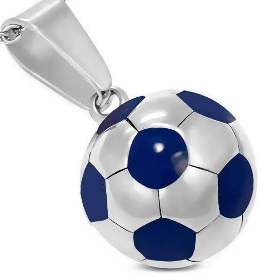 women’s vintage gemstone necklaces -Stainless Steel Soccer Ball Pendant Necklace