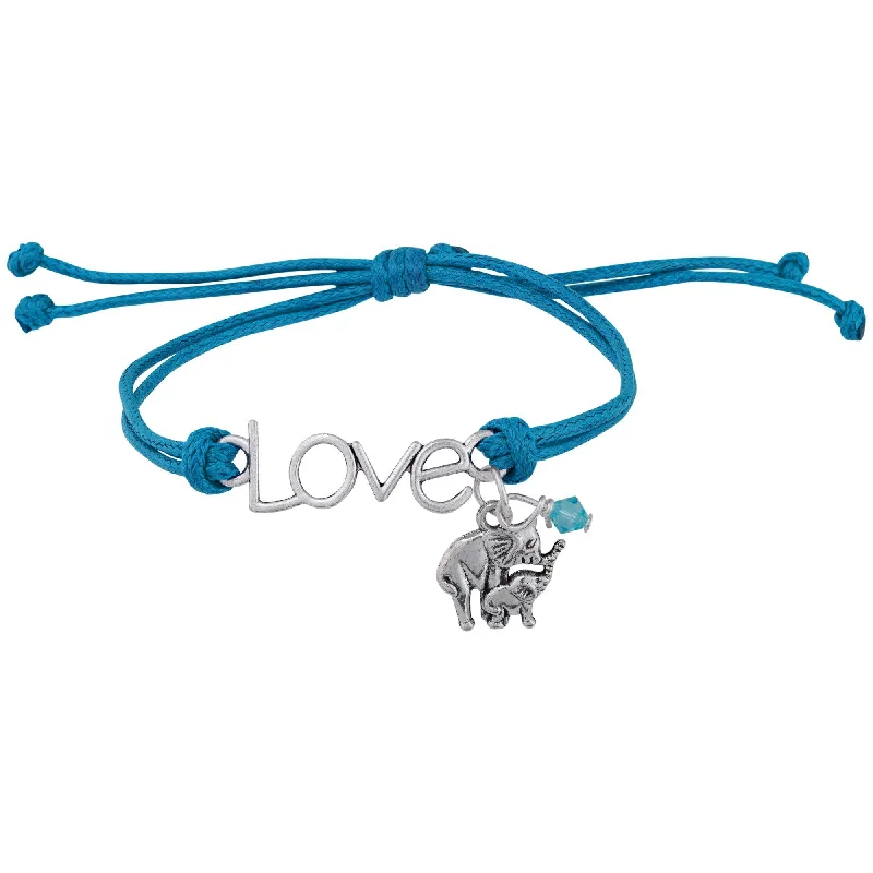 women’s stretch bracelets -Love Elephants Cord Bracelet!