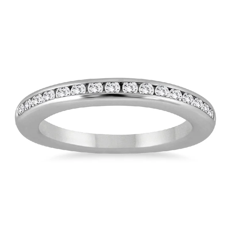 women’s sapphire engagement rings -1/3 Carat TW Channel Set Diamond Band in 14K White Gold