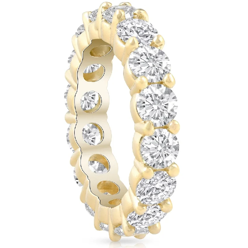 women’s silver solitaire engagement rings -4 Carat Diamond Eternity Ring Yellow Gold