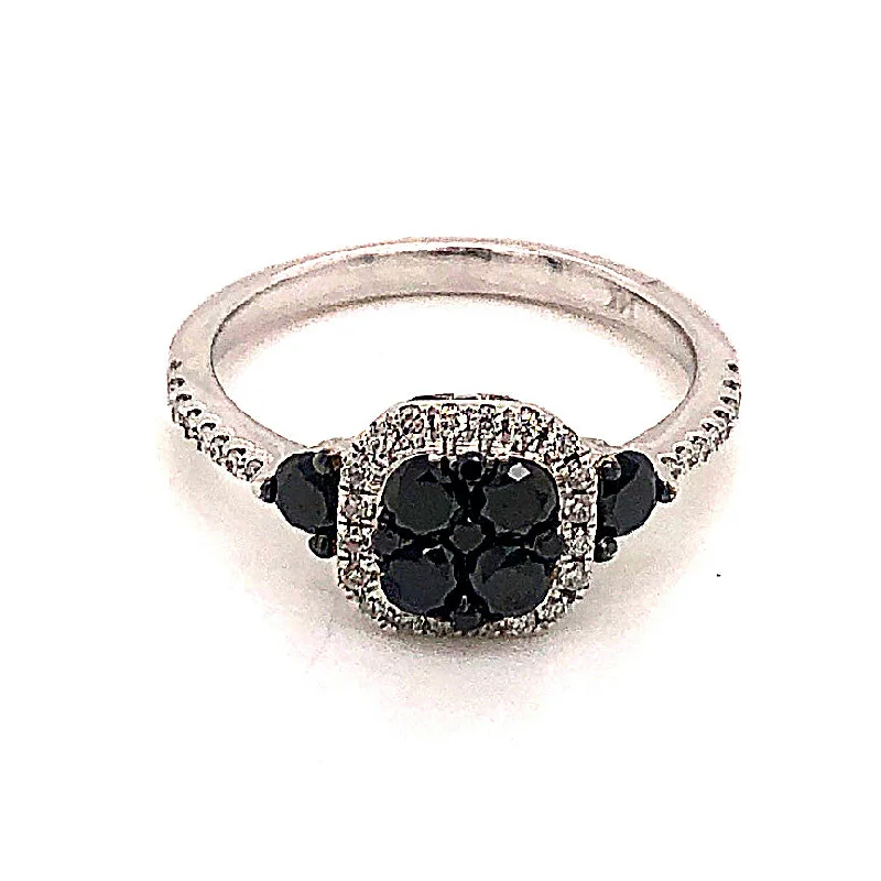 women’s sapphire halo engagement rings -Black Diamond Ring