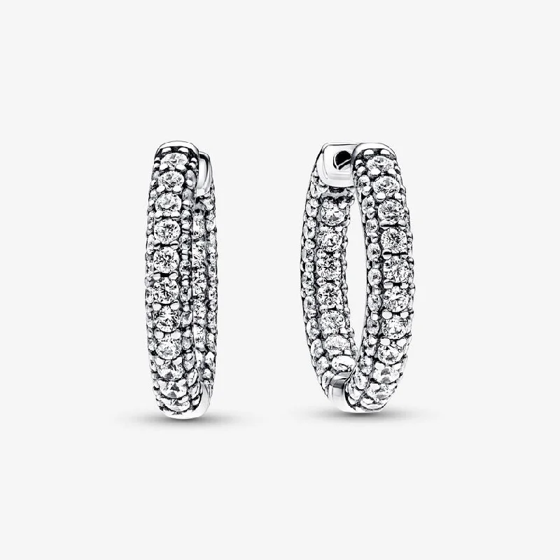 women’s gemstone drop earrings -Pandora Timeless Pavé Single-Row Hoop Earrings