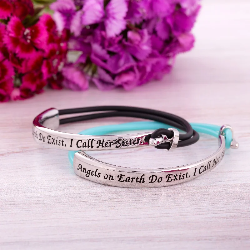 women’s gemstone bangles -Sisters are Angels on Earth Bracelet