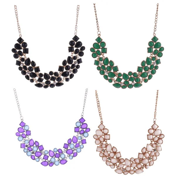 women’s flower necklaces -Fab Form Crystal Collar Necklace - In Four Colors