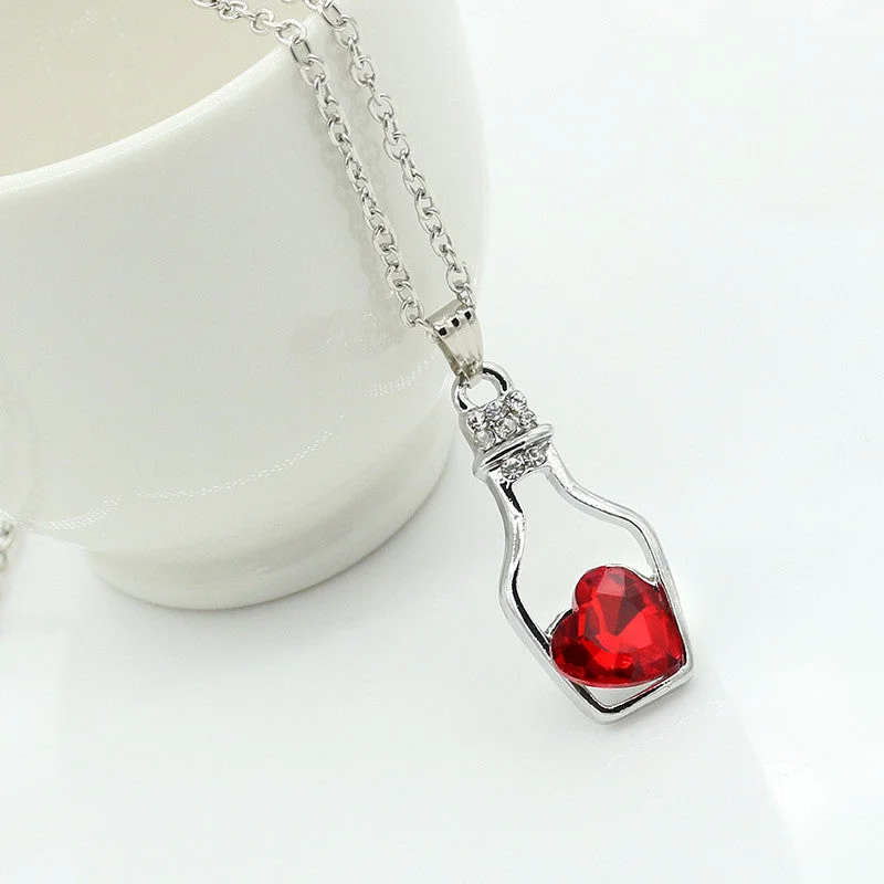 custom necklaces for women -Bottled Up Love IOBI Crystals Necklace In Lovers Red for Woman