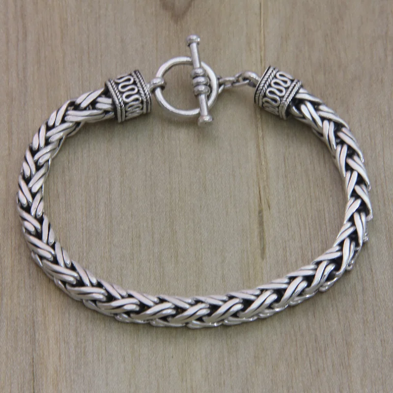 women’s party bangles -Passion Sterling Silver Men's Chain Bracelet