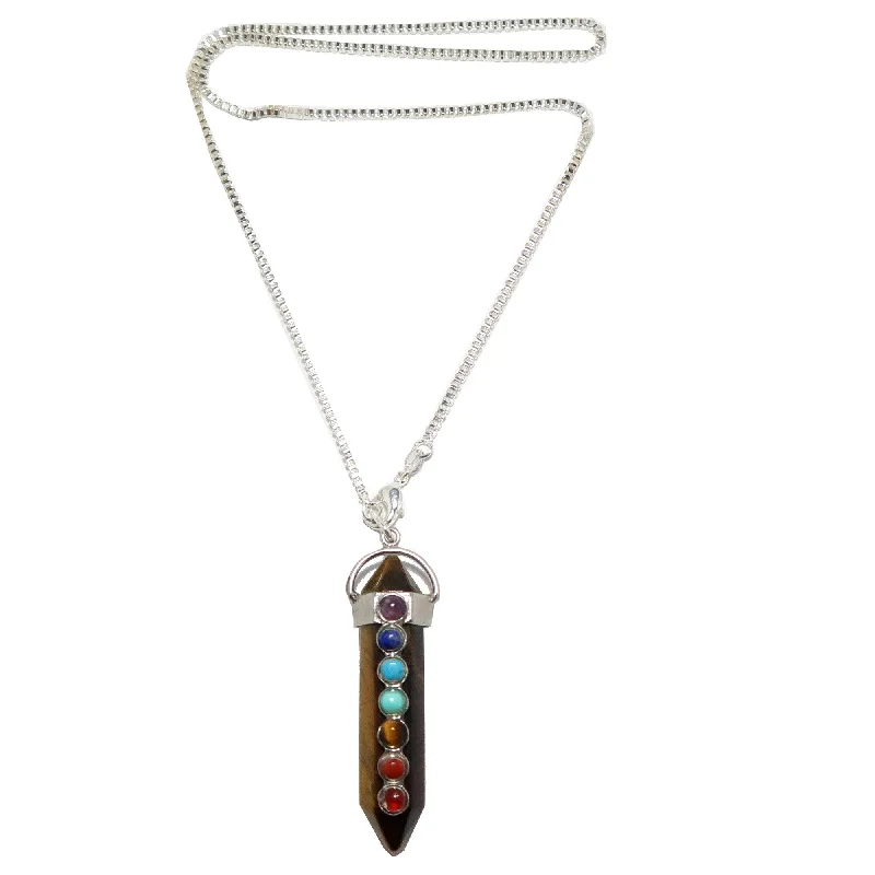 women’s rose gold necklaces -Tigers Eye Necklace Chakra Pendulum Go Sterling Silver