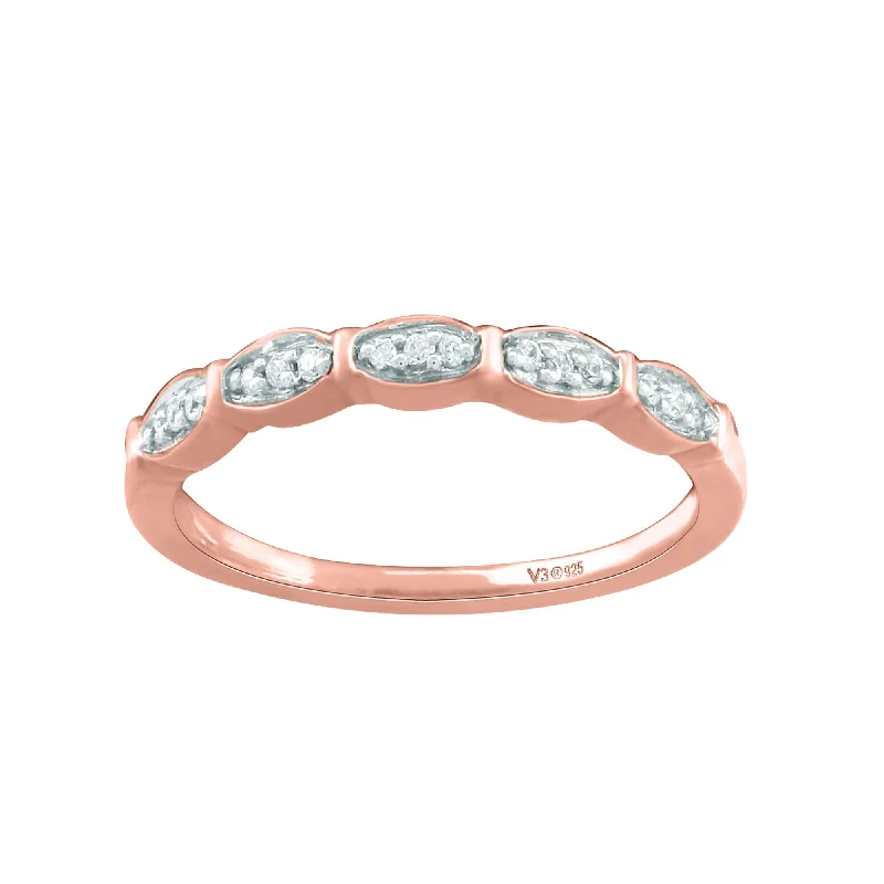 women’s affordable diamond engagement rings -Rose Gold Over Sterling Silver with Natural White Diamond Band Ring