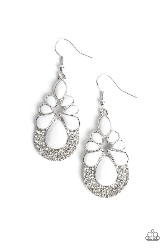 women’s long dangle earrings -Beachfront Formal - White