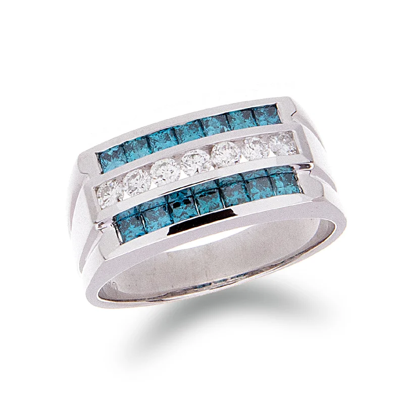 women’s sparkling engagement rings -Mens Blue Diamond Ring