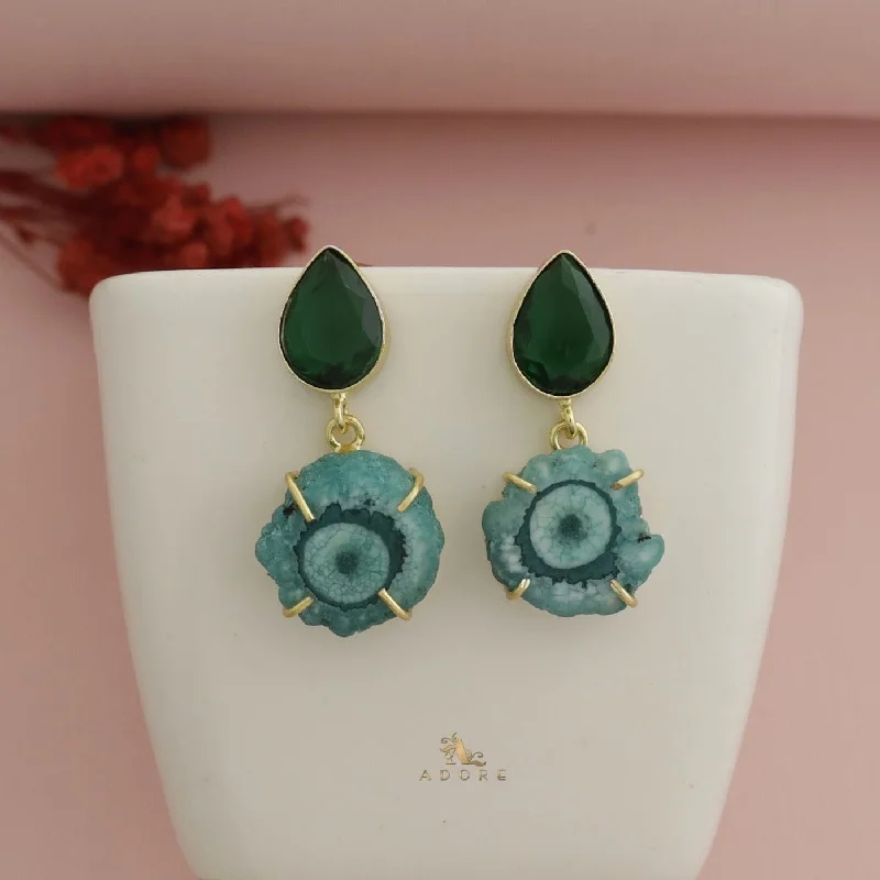 women’s hoop earrings with diamonds -Tena Glossy Drop + Solar Agate Earring