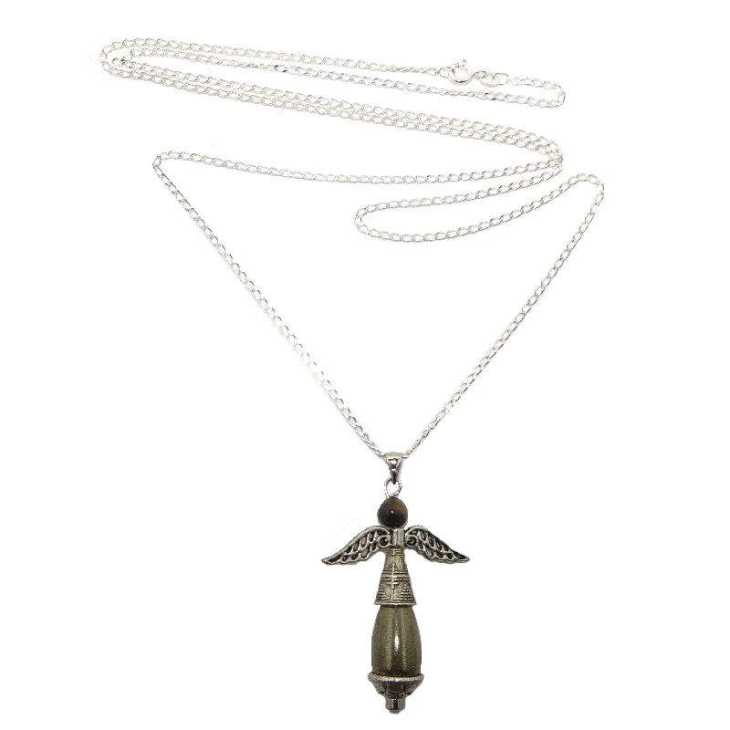 women’s elegant pendant necklaces -Pyrite Necklace Radiant Gold Angel Gemstone Gift