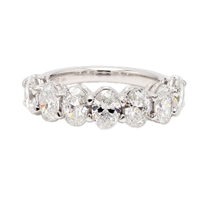 women’s stackable engagement rings -Mountz Collection Lab Grown Oval Diamond Band in 14K White Gold