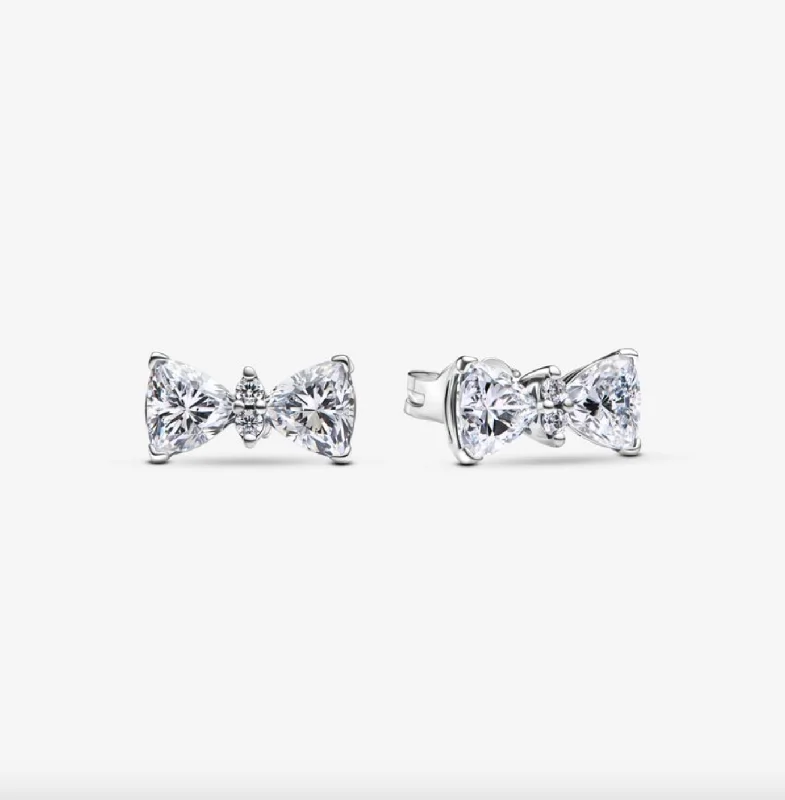 women’s cute earrings -Sparkling Bow Stud Earrings