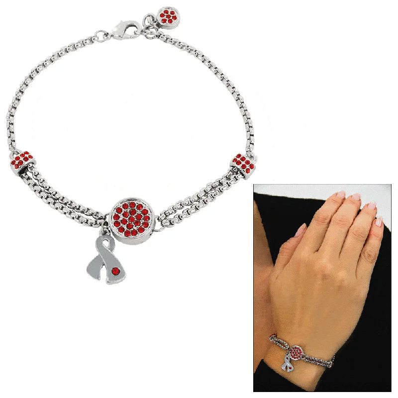 chic bracelets for women -Diabetes Ribbon Pavé Bracelet