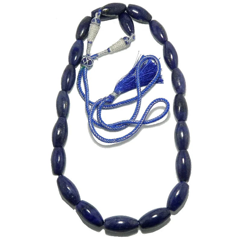 women’s luxury pearl necklaces -Lapis Necklace Blue Beaded Statement Stone