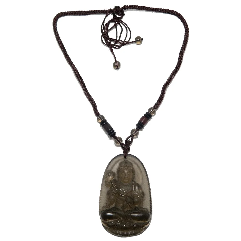 women’s engraved pendant necklaces -Black Obsidian Necklace Kwan Yin Beauty in the Ice