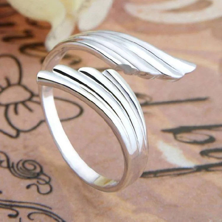 women’s unique necklaces -Silvery Wings Adjustable Wrap Ring