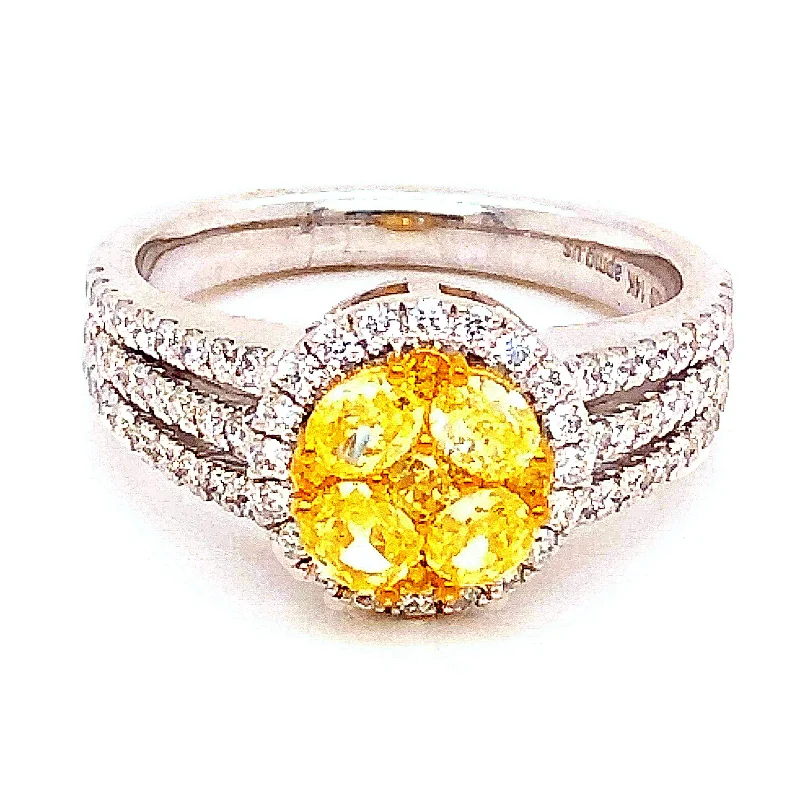 women’s cushion cut diamond engagement rings -Fancy Yellow Diamond Ring