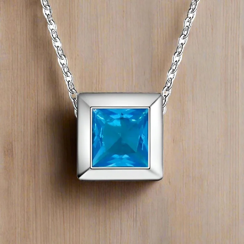 women’s friendship necklaces -Aquarium Silver Cube Set Floating Necklace for Women