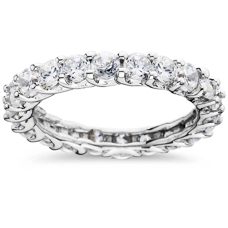 women’s platinum engagement rings -2 1/2ct U Shape Diamond Eternity Ring White Gold