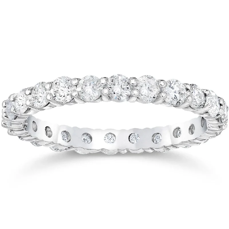 women’s engagement rings with diamonds -Pompeii3 14k White Gold 2 ct TDW Diamond Eternity Ring Womens Anniversary Stackablee Band Lab Grown Eco Friendly