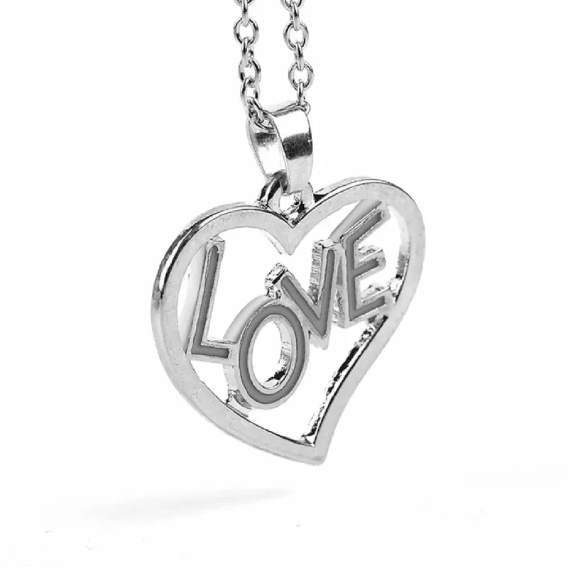 women’s unique pendant necklaces -Silver Glow In The Dark Love Heart Necklace Pendant