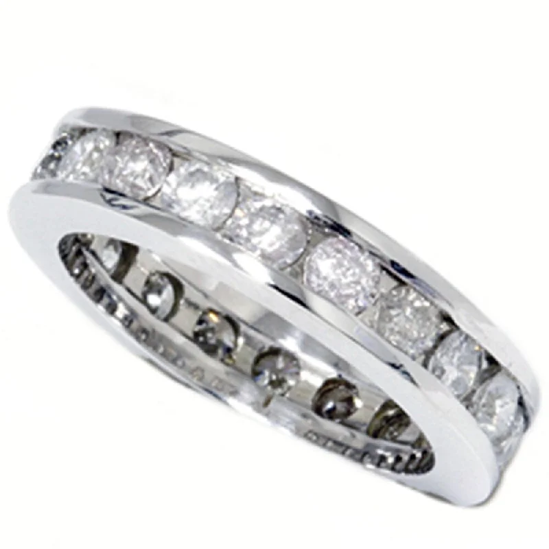 women’s three-stone engagement rings -2 CT Channel Set Round Diamond Eternity Ring White Gold