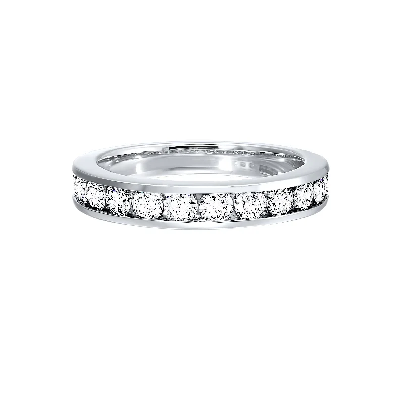 women’s wedding engagement ring bands -Channel Set Diamond Band in White Gold- 0.33 ctw.