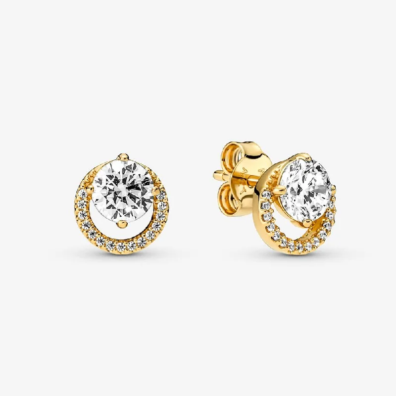 women’s statement gemstone earrings -Sparkling Round Halo Stud Earrings