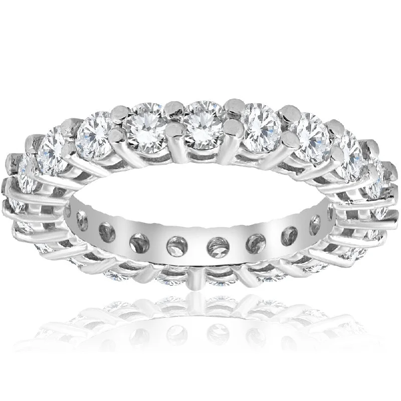 women’s custom gemstone engagement rings -Pompeii3 2 3/8 cttw 14K White Gold Round Shared Prong Diamond Eternity Ring - White H-I