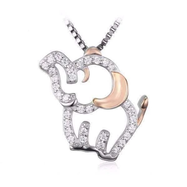 women’s luxury sapphire necklaces -Dainty Elephant Cubic Zirconia Pendant Necklace