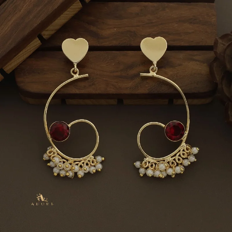 women’s diamond earrings -Sixa Heart Cluster Pearl Earring