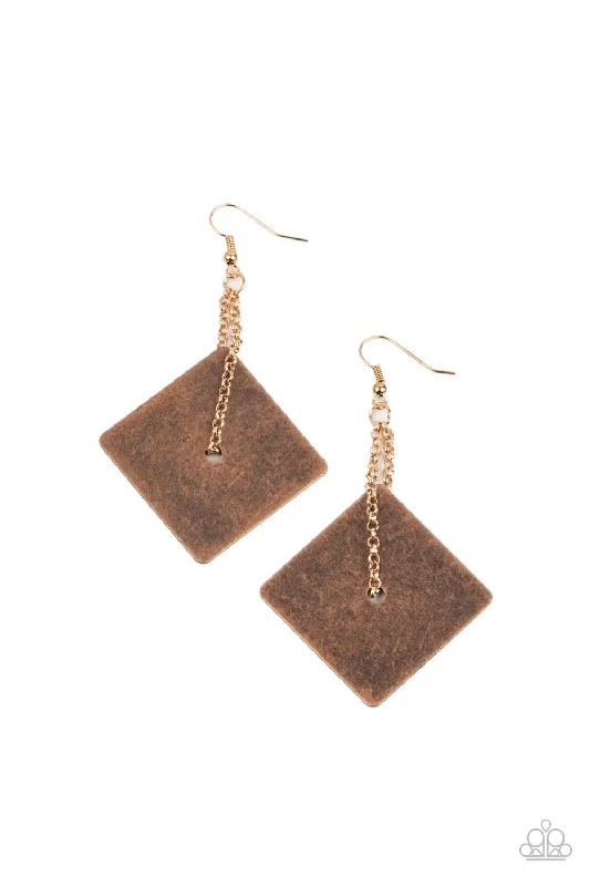 women’s chandelier earrings -Block Party Posh - Copper