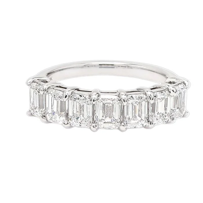 women’s platinum solitaire engagement rings -Mountz Collection Lab Grown Emerald Cut Diamond Band in 14K White Gold