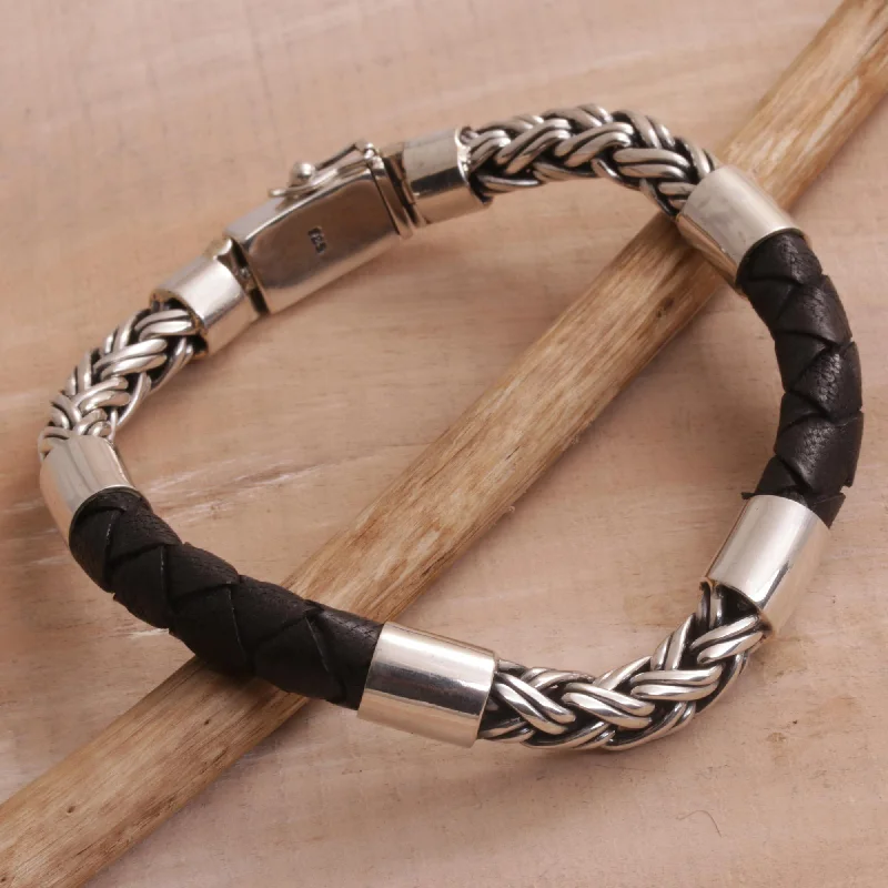 unique bangles for women -One Strength Leather Bracelet