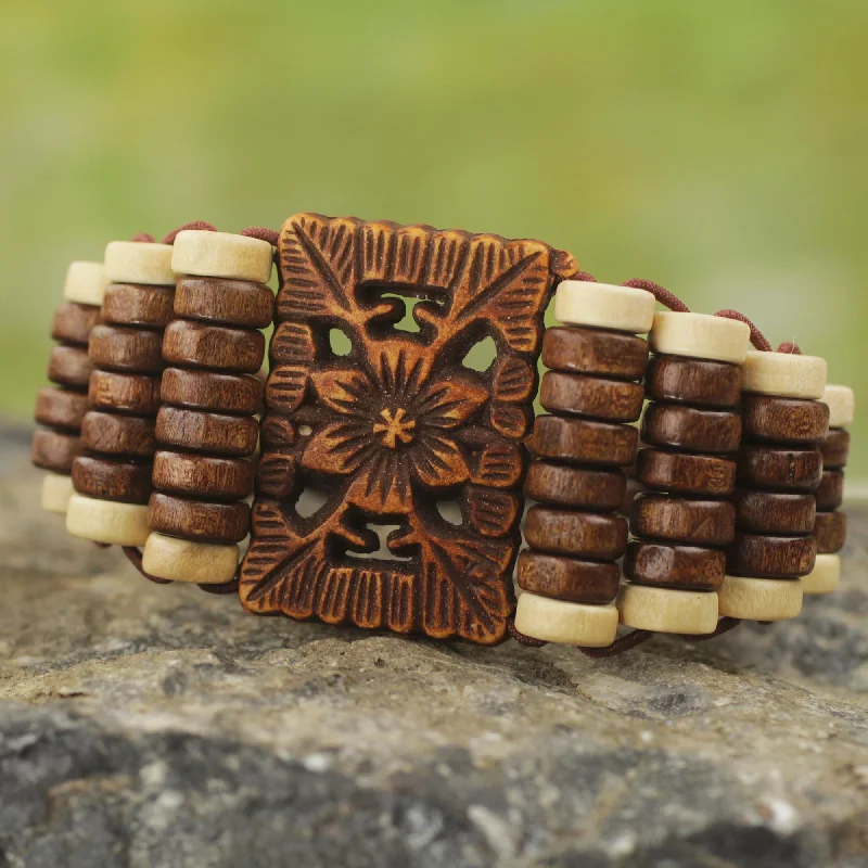 sophisticated bracelets for women -Kumasi Blossom Wood Beaded Bracelet