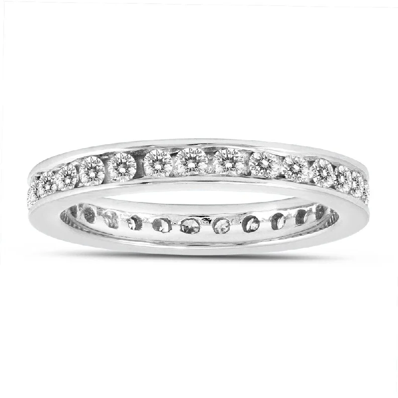 women’s engagement rings with diamonds -1 Carat TW Channel Set Eternity Diamond Band in 10K White Gold